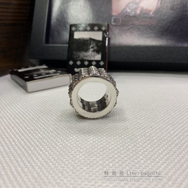 chrome hearts銀飾 克羅心三層戒指 925純銀 純手工製作 染黑拋光 克羅心銀戒指  gjc1989